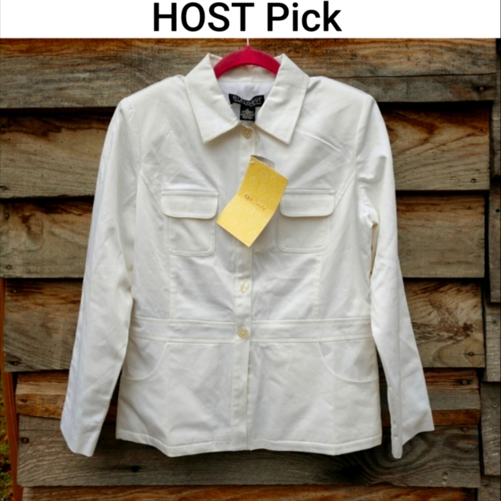 HOST PICK√√  QVC Blazer Lab Jacket Ivory White Color Teflon Fabric NWT